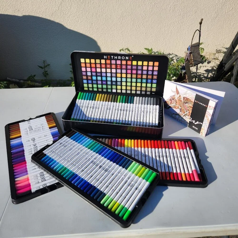 NEW 120 Colors Art Supplies Brush Markers Pens for Adult Coloring Books School D